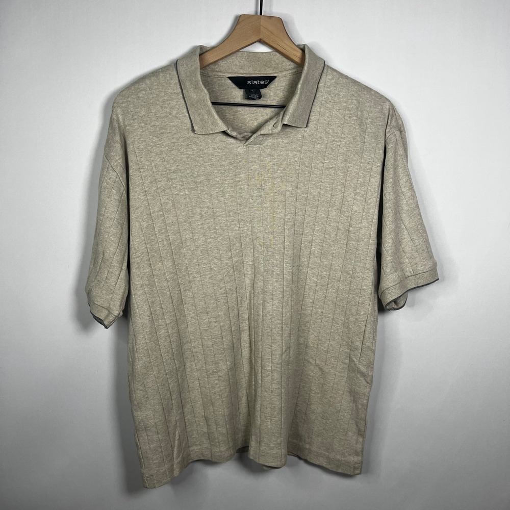 Vintage 90s Slates by Levi's Knit Polo‎ Shirt Men Large Beige Textured Gorpcore